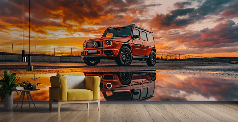 پوستر دیواری ماشین wallpaper-car-benz-design-pb397