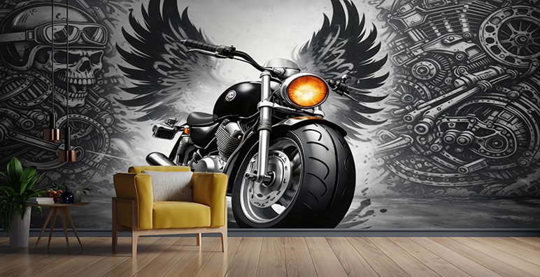 پوستر دیواری ماشین wallpaper-motorcycle-design-pb42