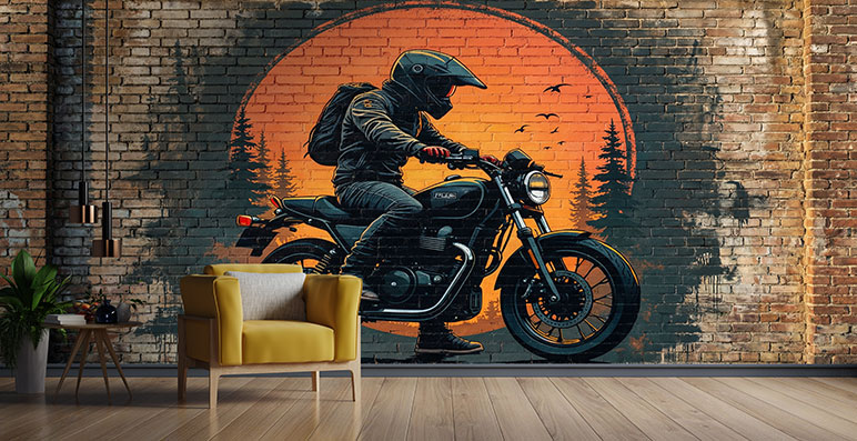 پوستر دیواری ماشین wallpaper-motorcycle-design-pb395