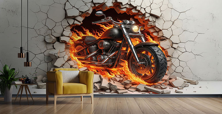 پوستر دیواری ماشین wallpaper-motorcycle-design-pb417