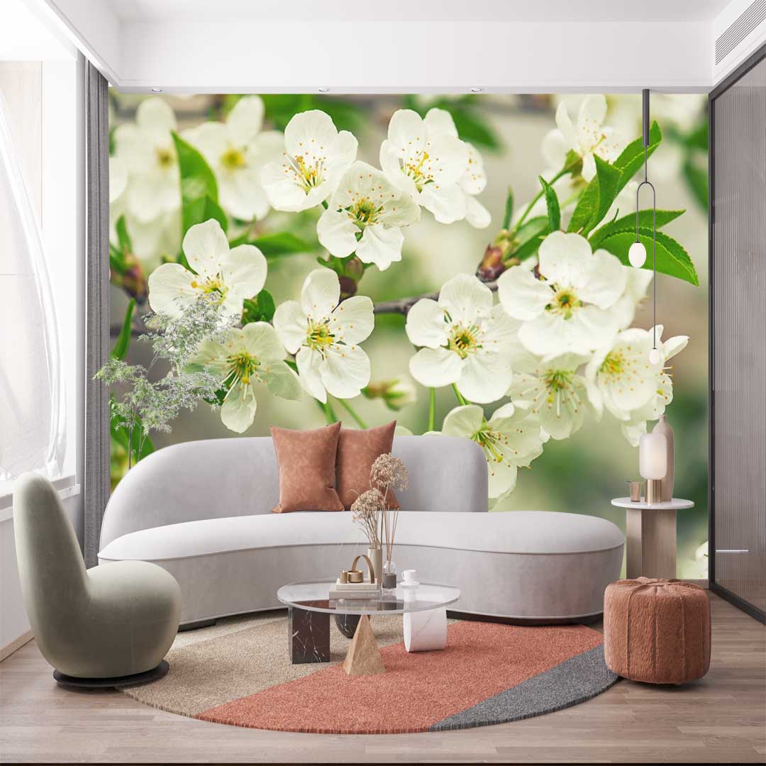پوستر دیواری طبیعت شکوفه سفید SP-069