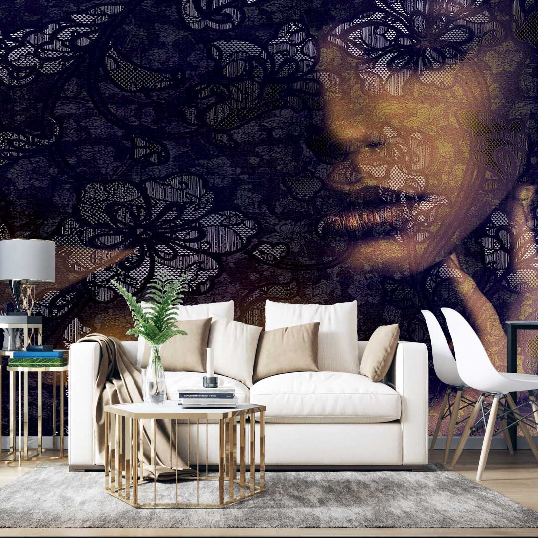 پوستر دیواری چهره زن مشکی  T4134