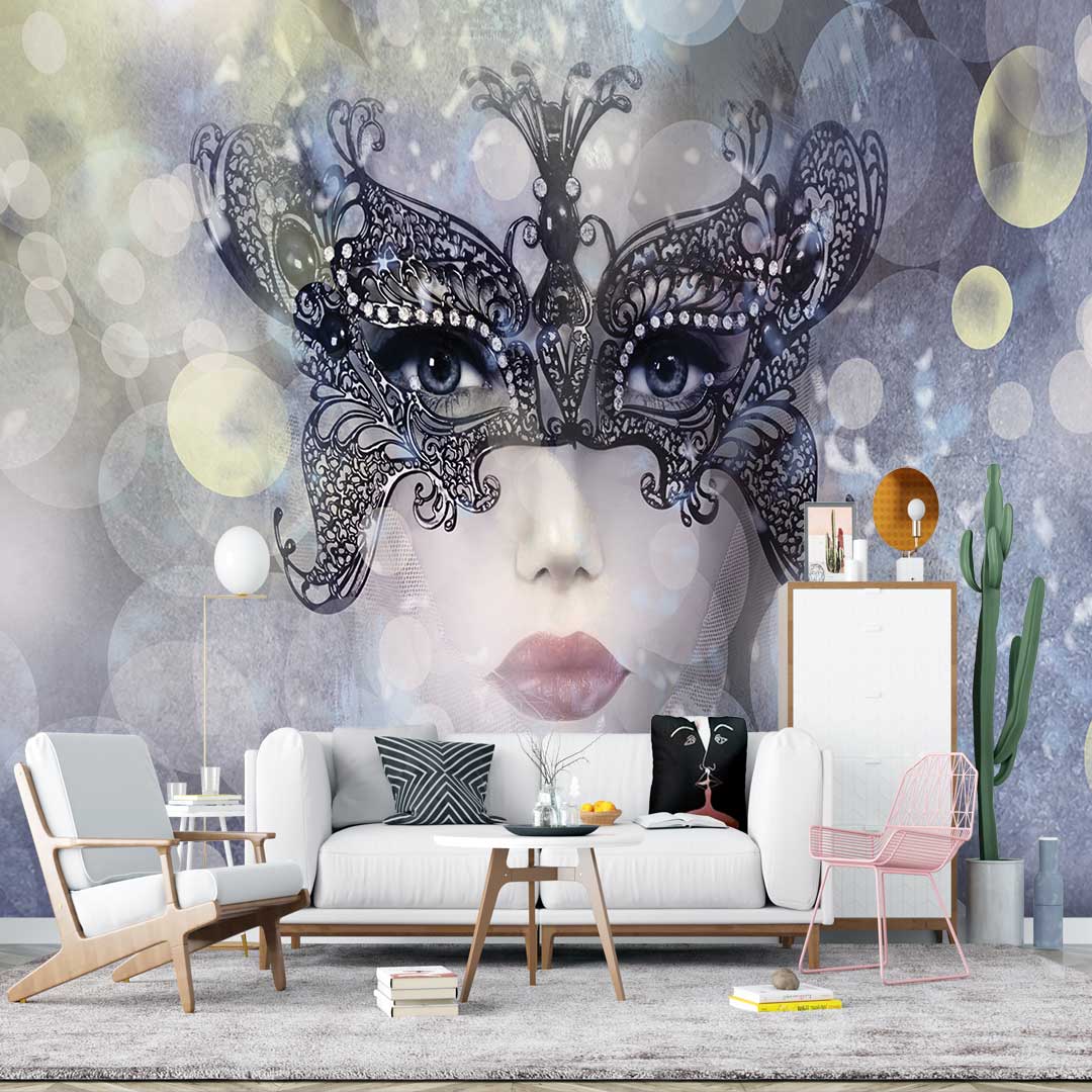 پوستر دیواری چهره دختر نقاب دار T4316
