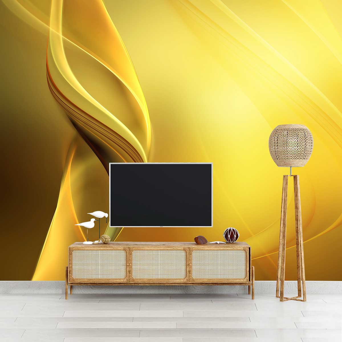 پوستر دیواری سه بعدی زمینه زرد برجسته t3808