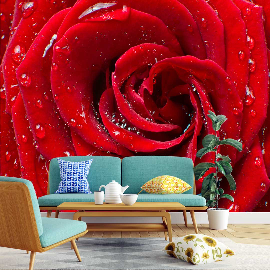 پوستر دیواری گل سه بعدی رز قرمز t4913
