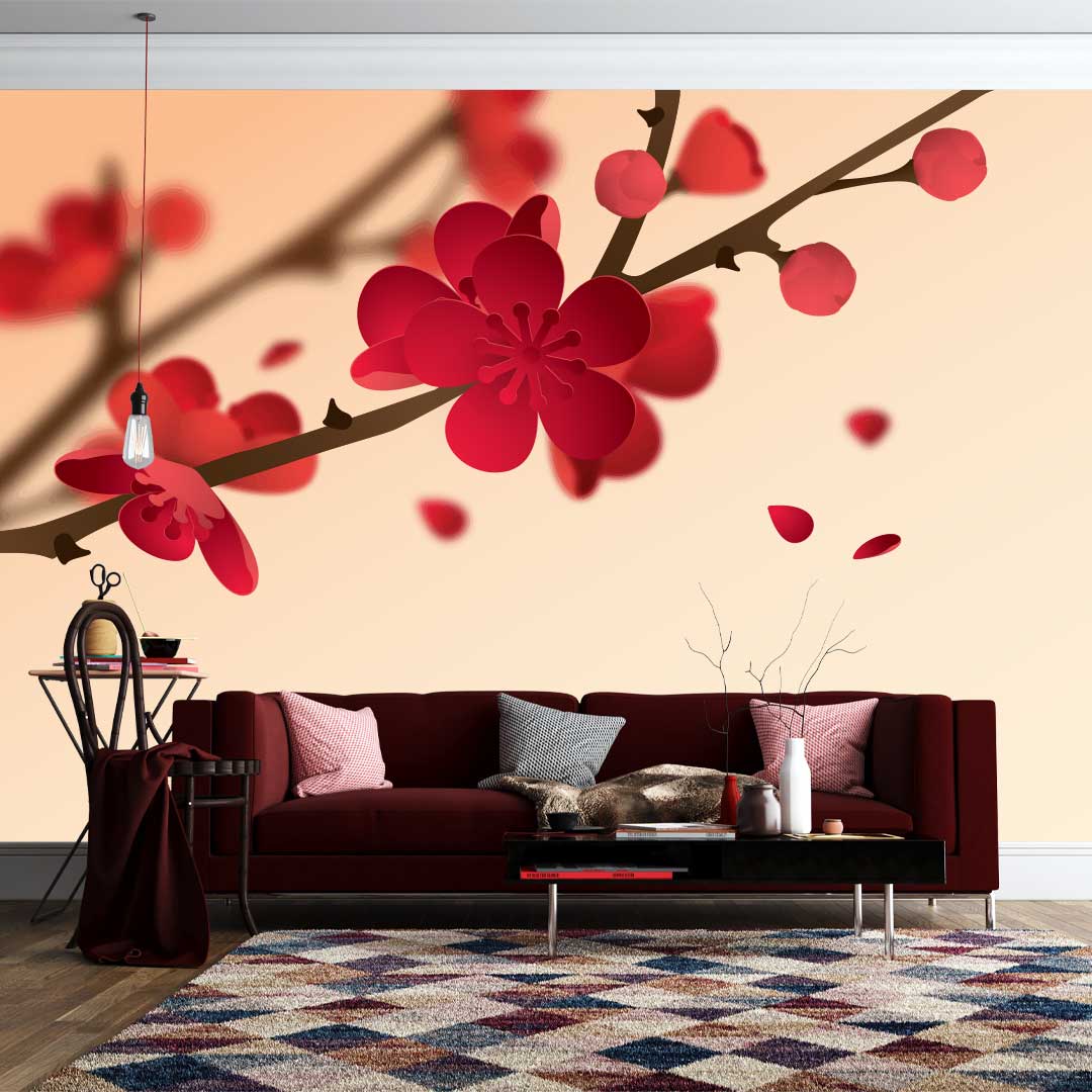 پوستر دیواری گل سه بعدی گل قرمز t4974