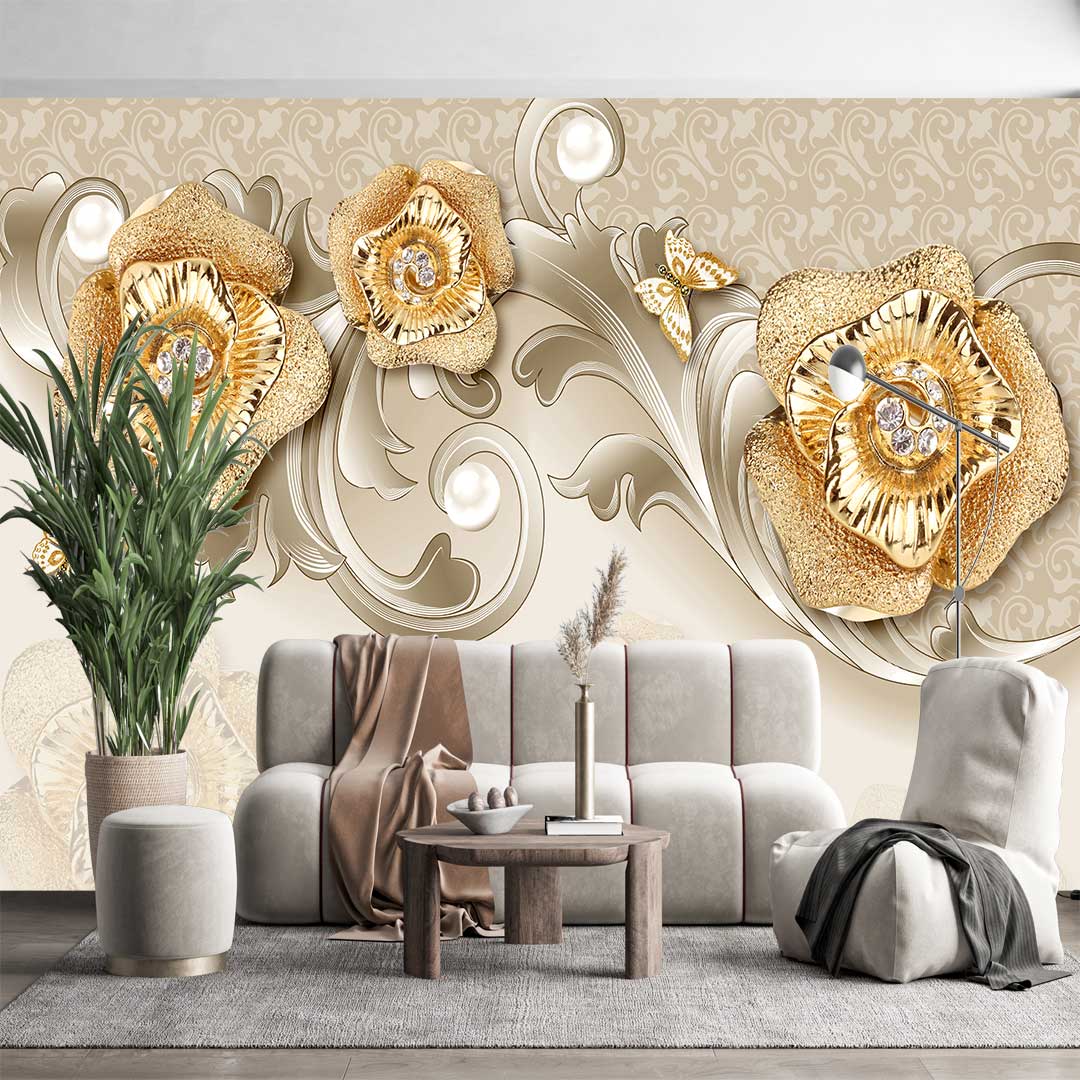 پوستر دیواری گل سه بعدی هنری t5038
