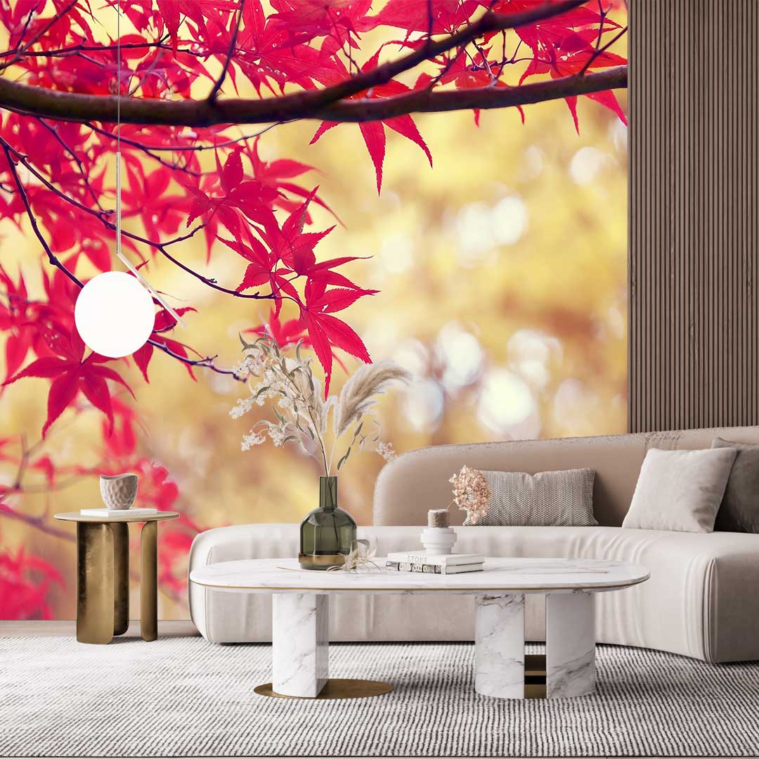 پوستر دیواری طبیعت برگ درخت قرمز t3714