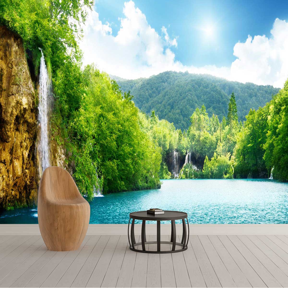 پوستر دیواری طبیعت دریاچه سرسبزt3961