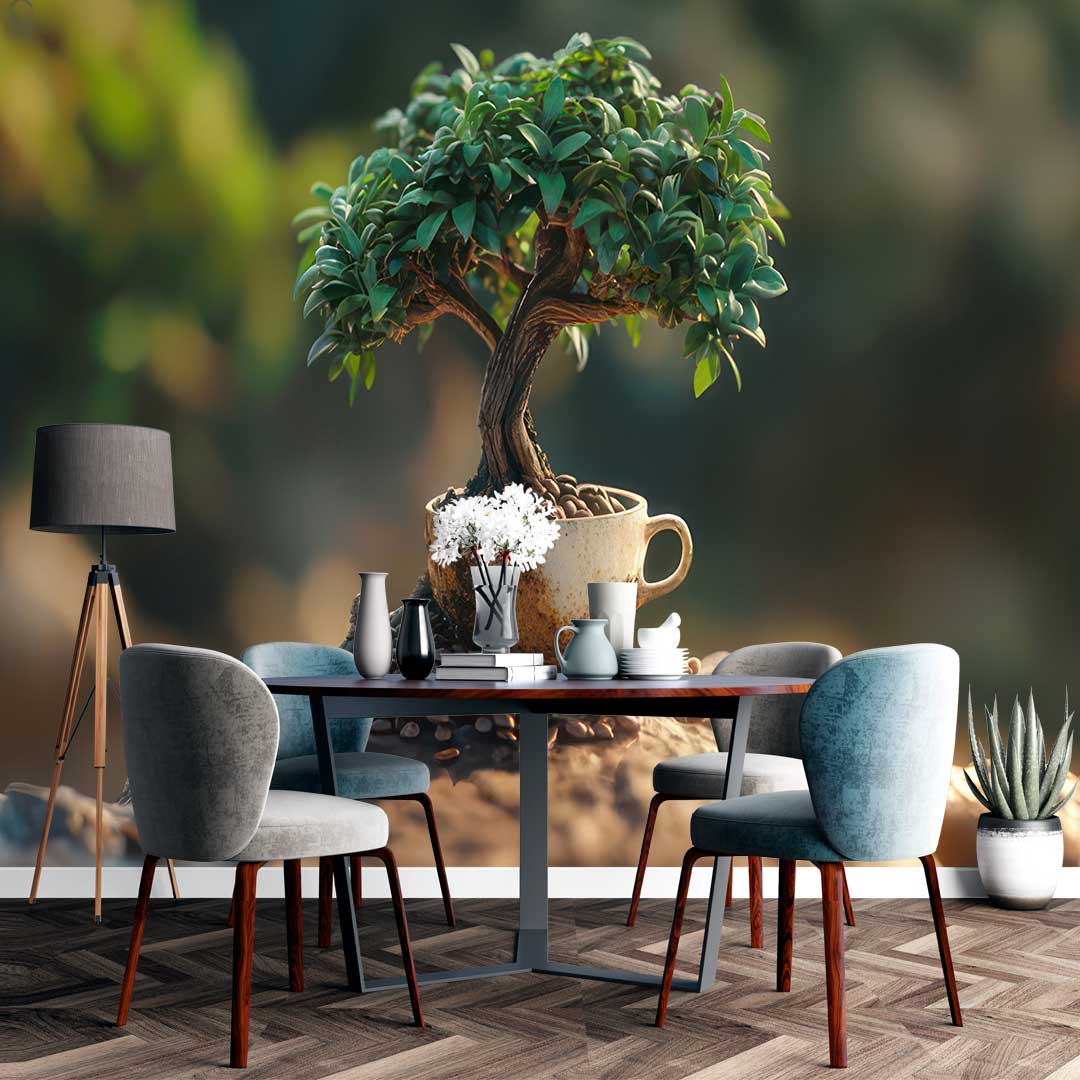 پوستر دیواری طبیعت درخت در فنجان t3983