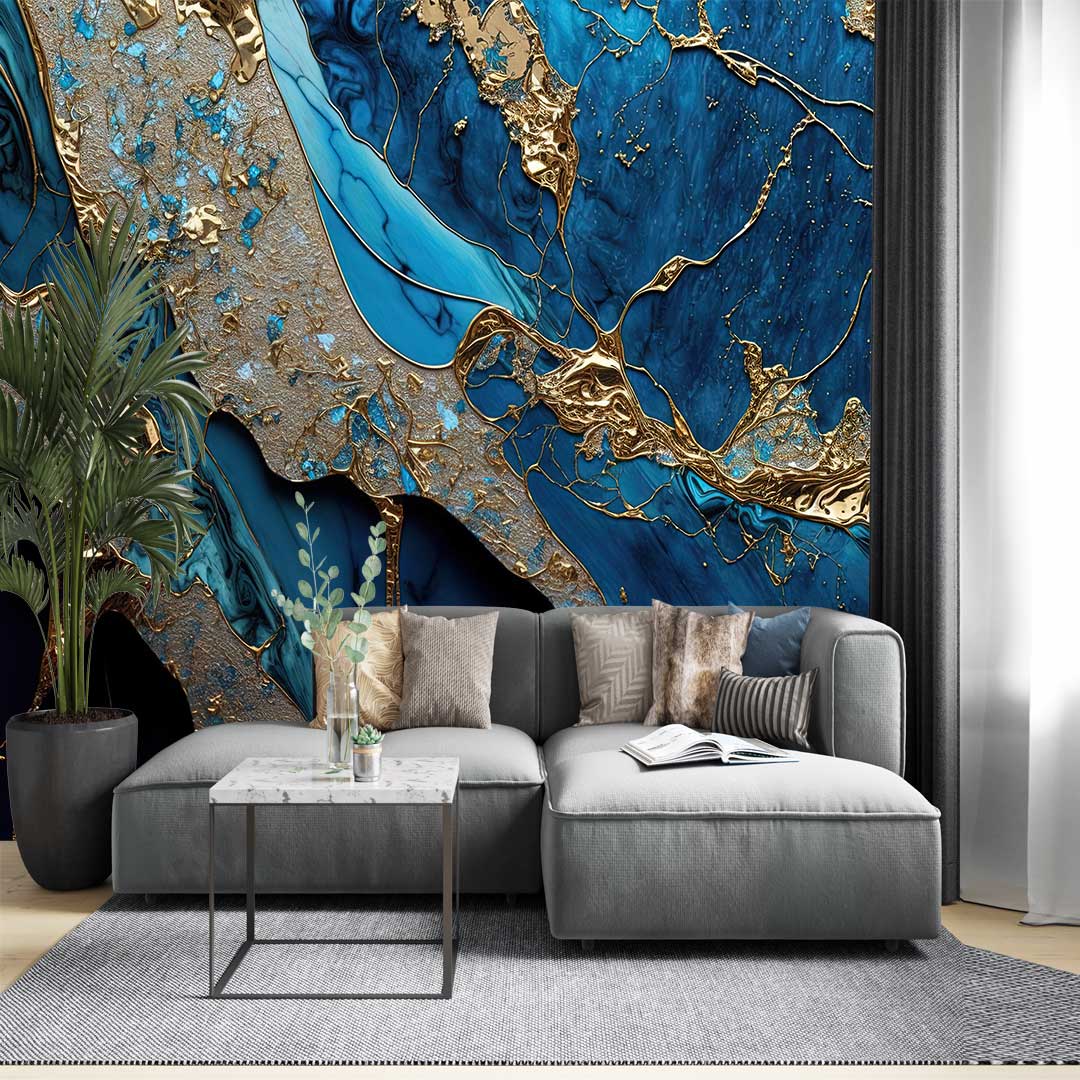 پوستر دیواری ماربل سنگ مرمر  ابی t4894