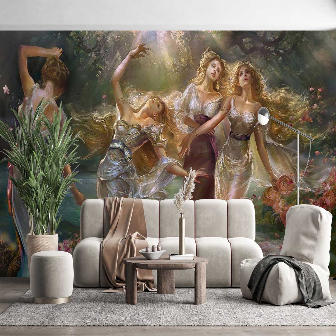 پوستر دیواری نقاشی زنان در اب t3579