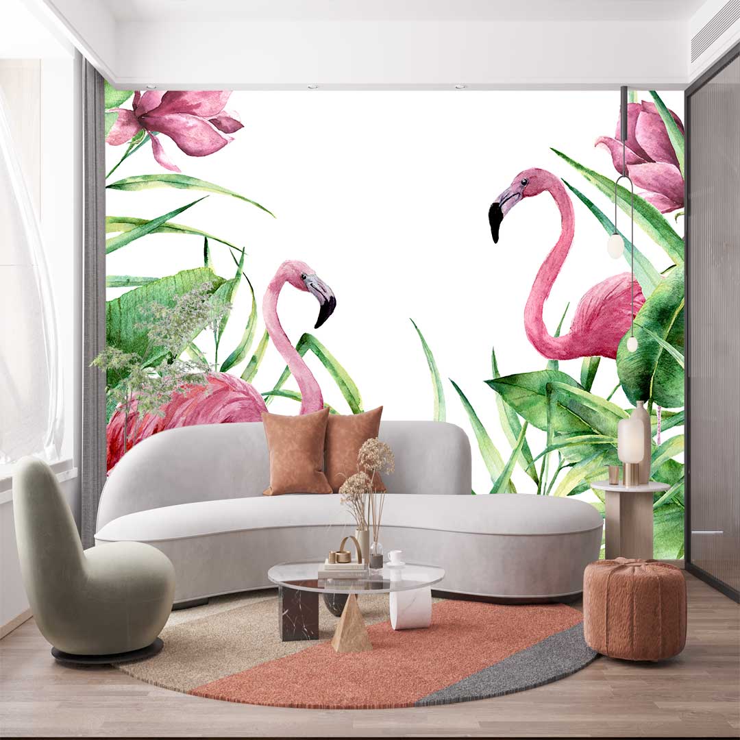پوستر دیواری تاپیکال  فلامینگو صورتی t3897