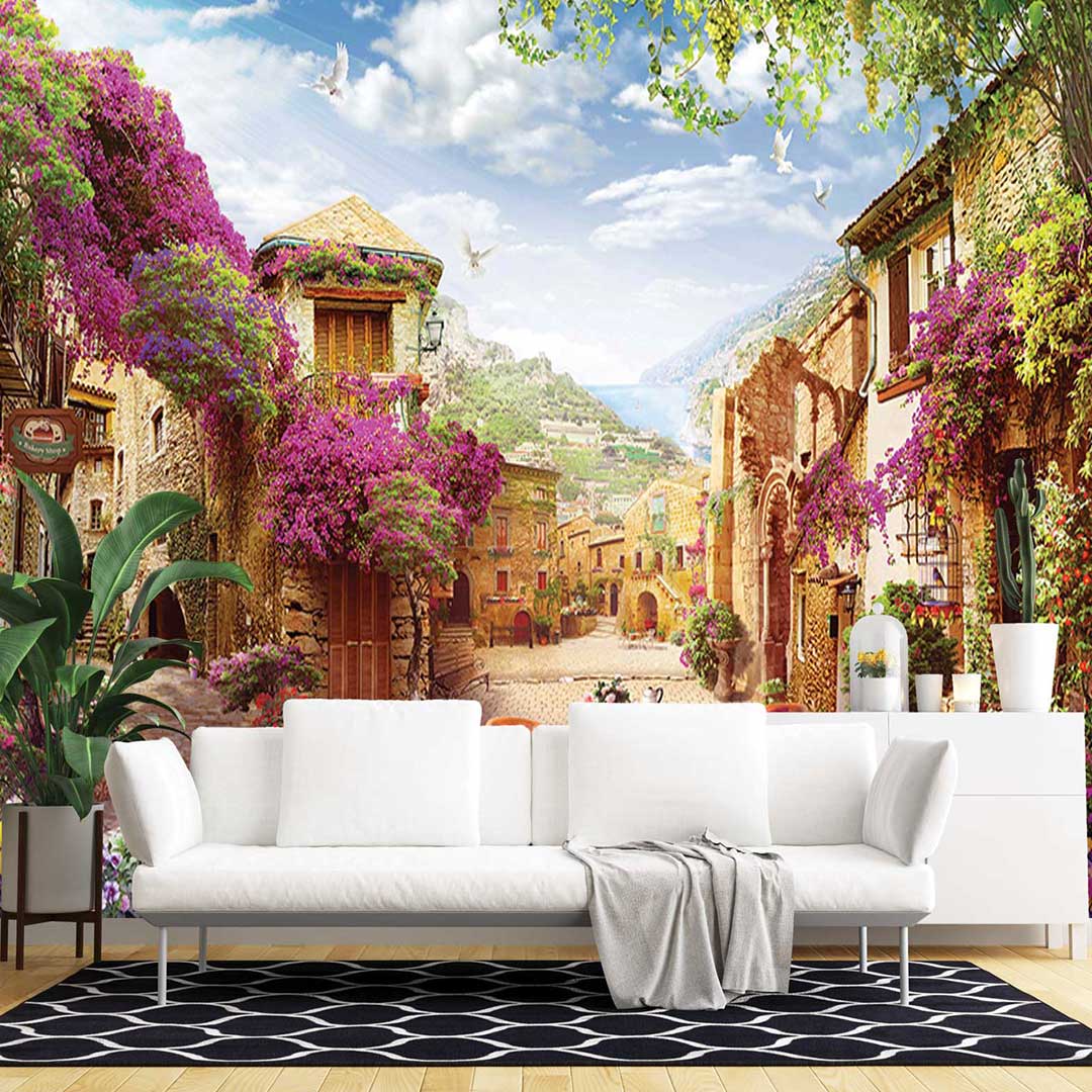 پوستر دیواری طبیعت محله سرسبز mt83541