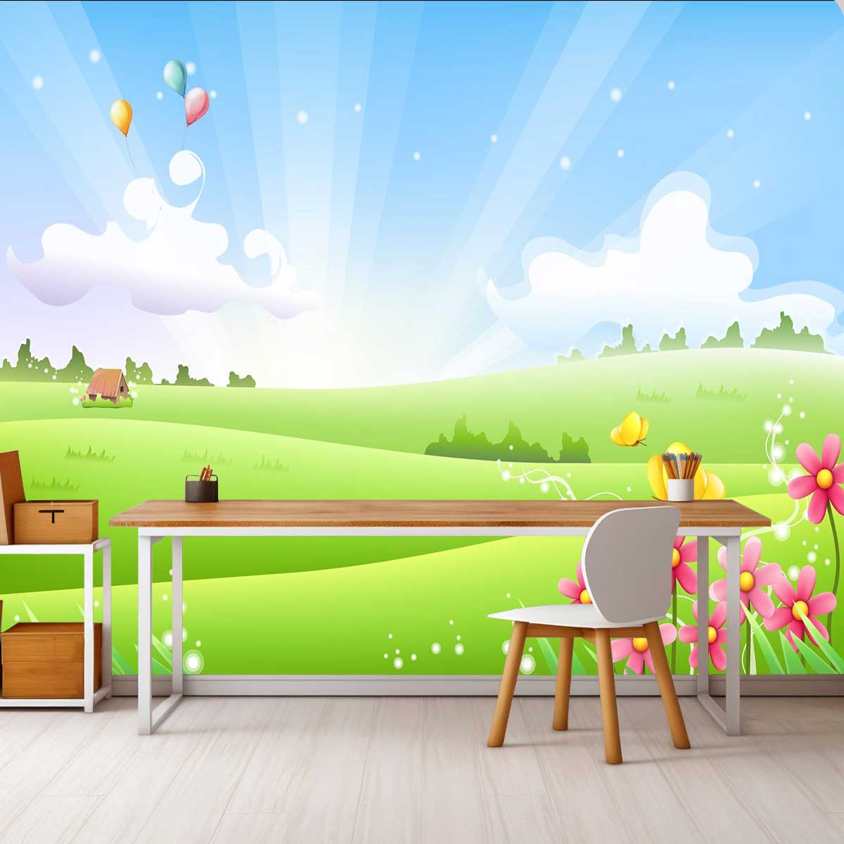 پوستر دیواری کودک دشت سرسبزt3433