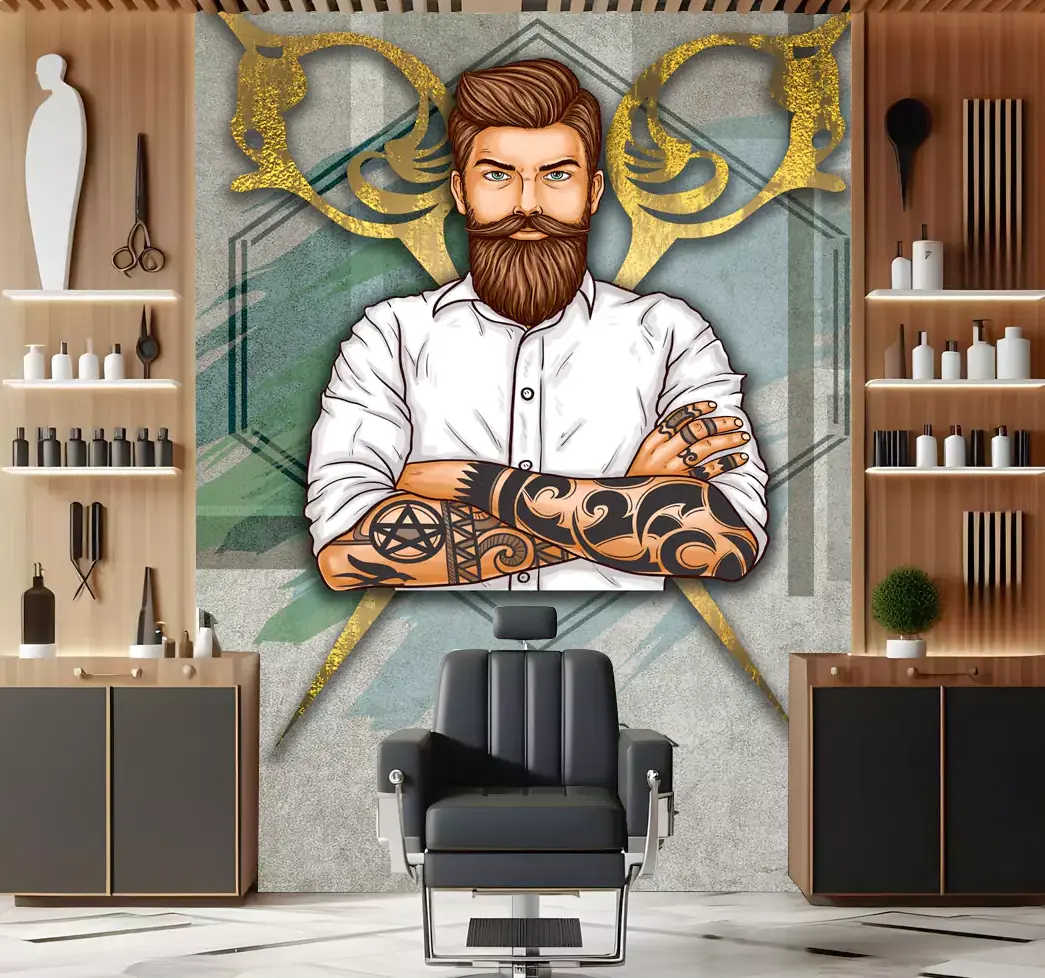کاغذ دیواری سه بعدی مناسب برای آرایشگاه مردانه کد mt-85049