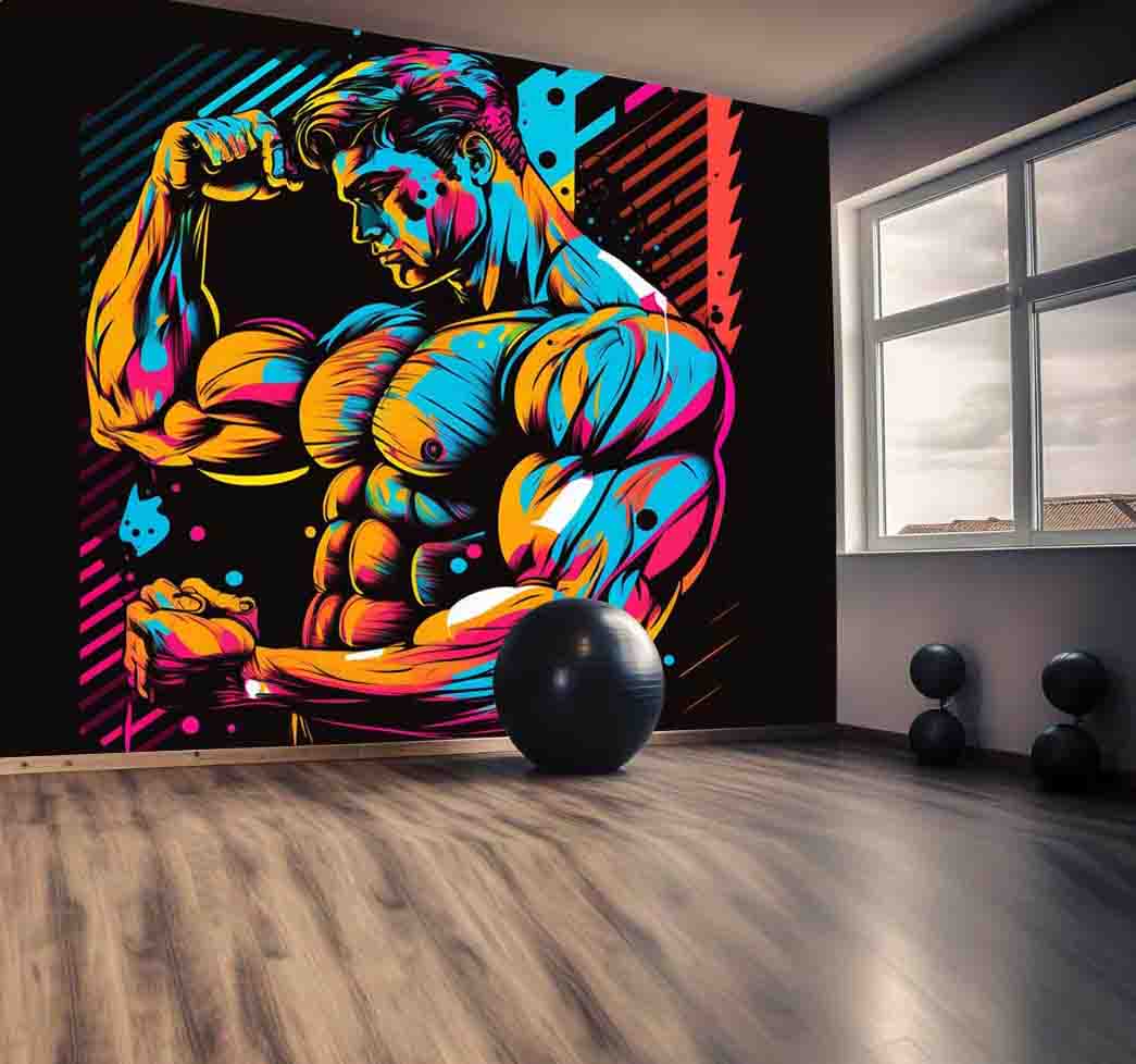 پوستر دیواری باشگاه بدنسازی طرح رنگی dt-1061