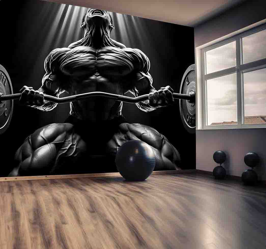 پوستر دیواری سالن بدنسازی طرح سیاه سفید کد mt-88016