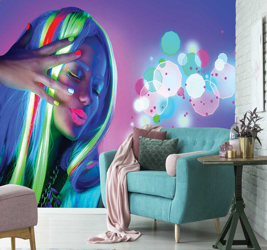 پوستر دیواری تصویر چهره زن میکاپ رنگارنگ کد mt-83899