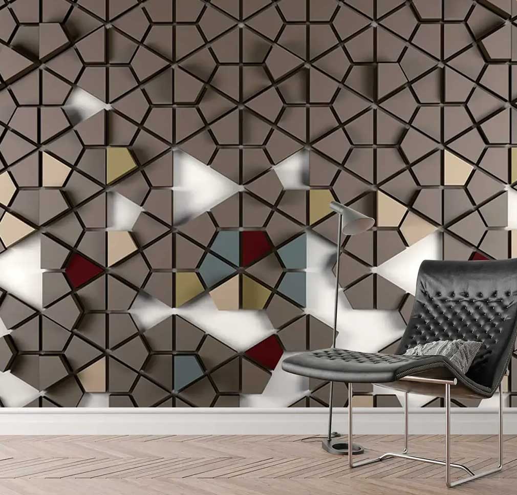 پوستر دیواری سه بعدی طرح شش ضلعی کد mt-83564