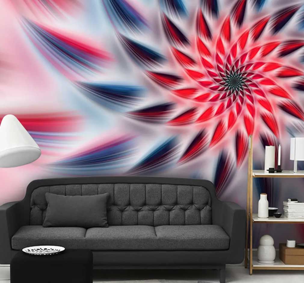 پوستر دیواری سه بعدی گل قرمز کد b-9373