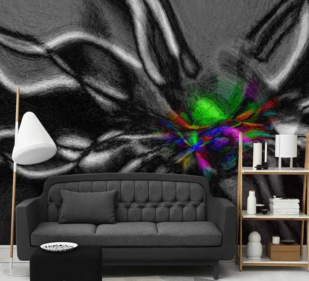 پوستر دیواری سه بعدی مشکی رنگ کد b-9328