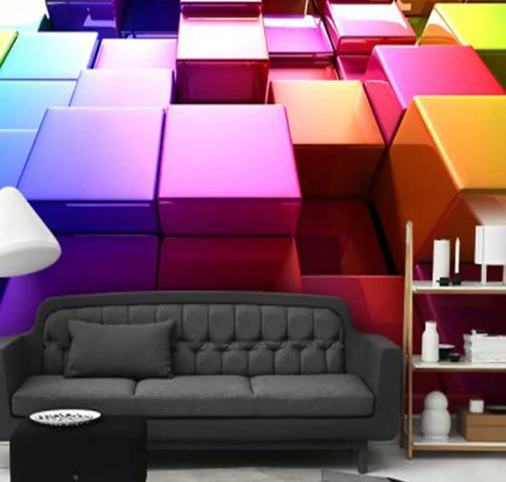 پوستر دیواری سه بعدی هندسی بکگراند رنگی کد b-9354