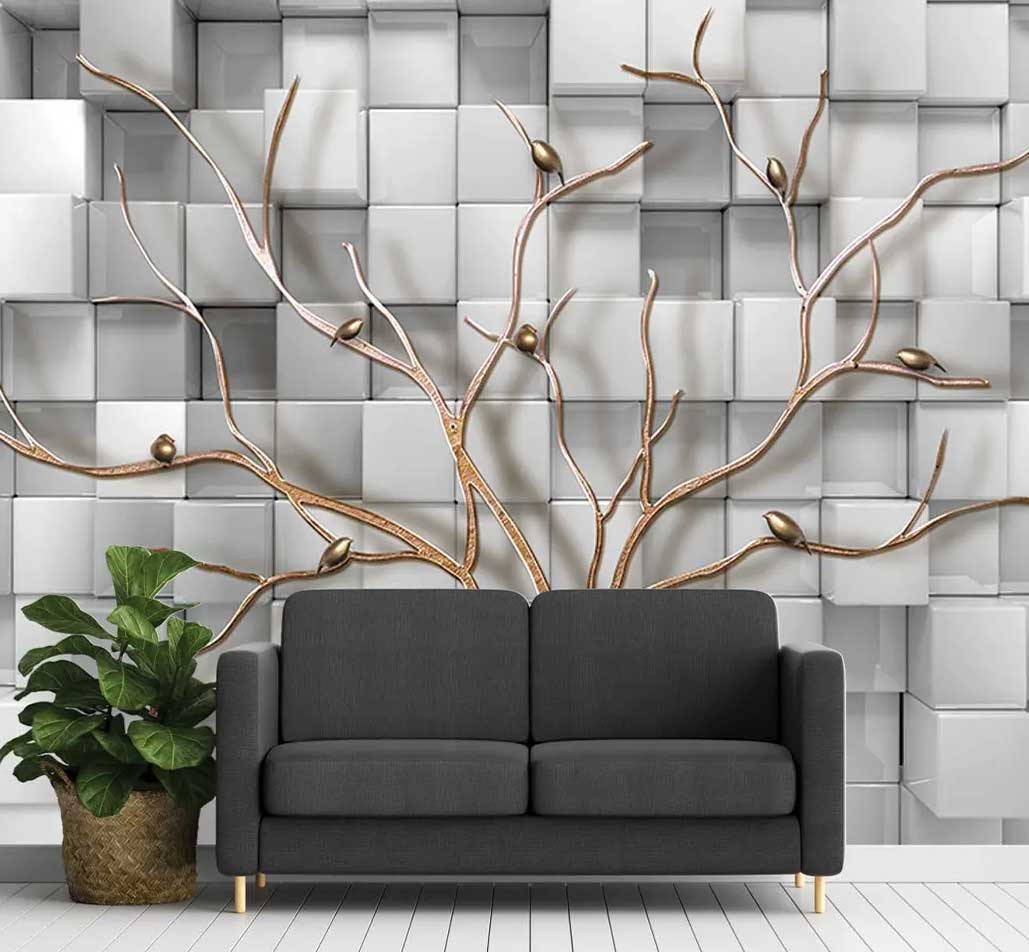 پوستر دیواری مکعب های سه بعدی خاکستری کد-mt-83581