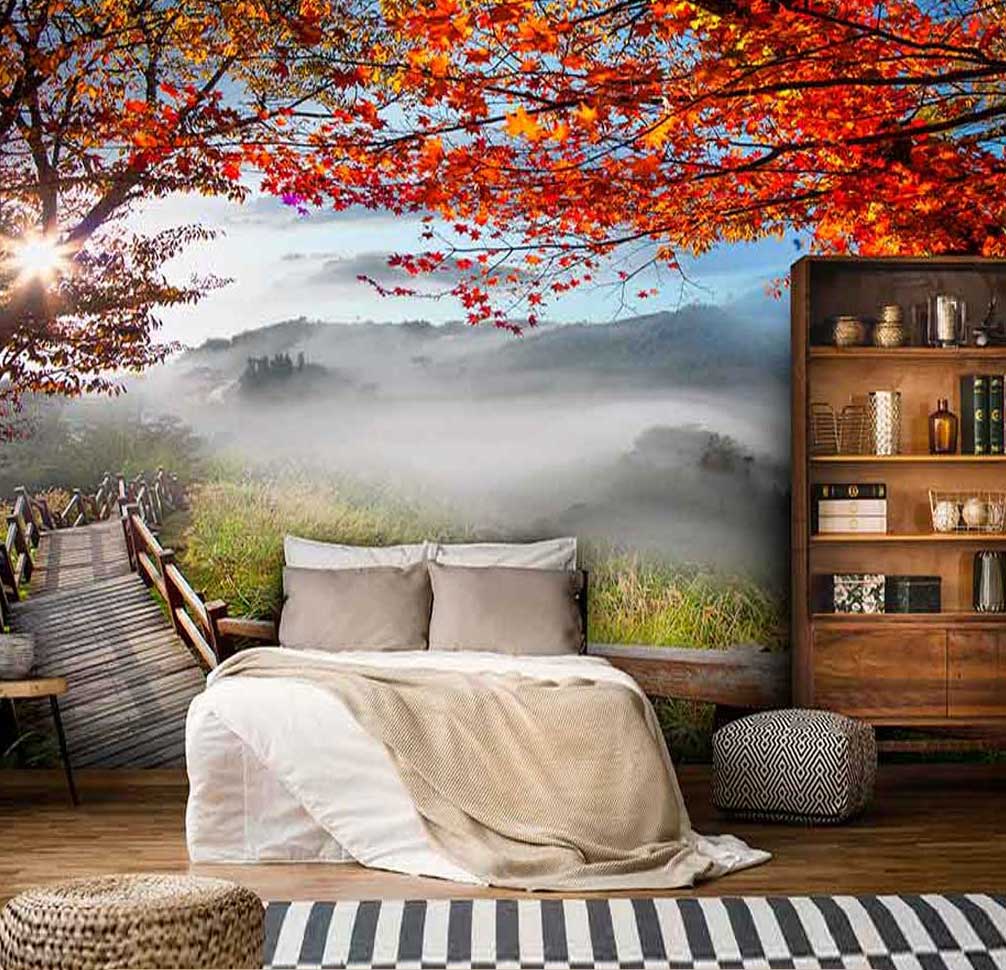 پوستردیواری منظره شاخه های پاییزی کد n-5872