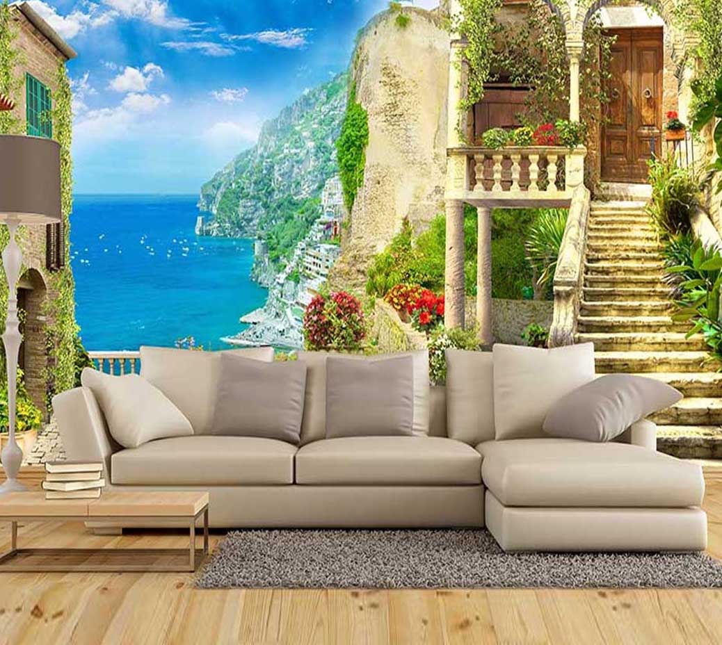 پوستر دیواری منظره شهر مشرف به دریا  کدn-7325
