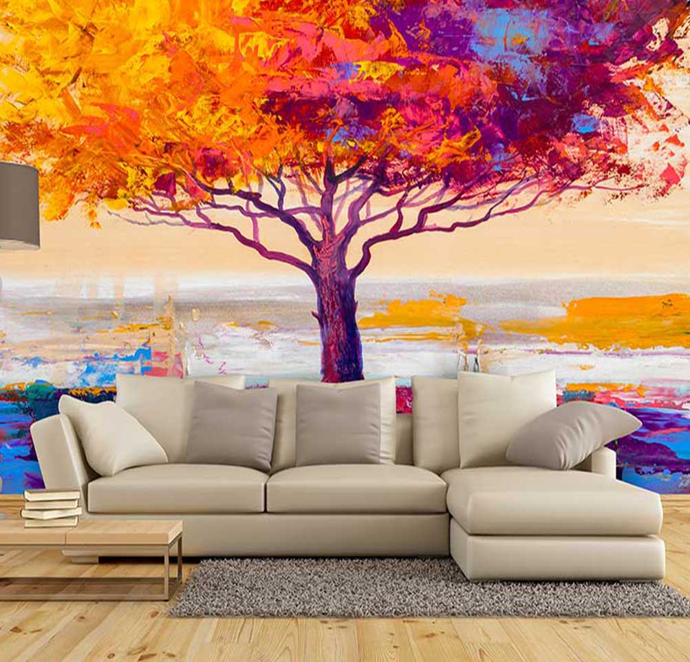 پوستر دیواری نقاشی درخت پاییزی کد n-6420