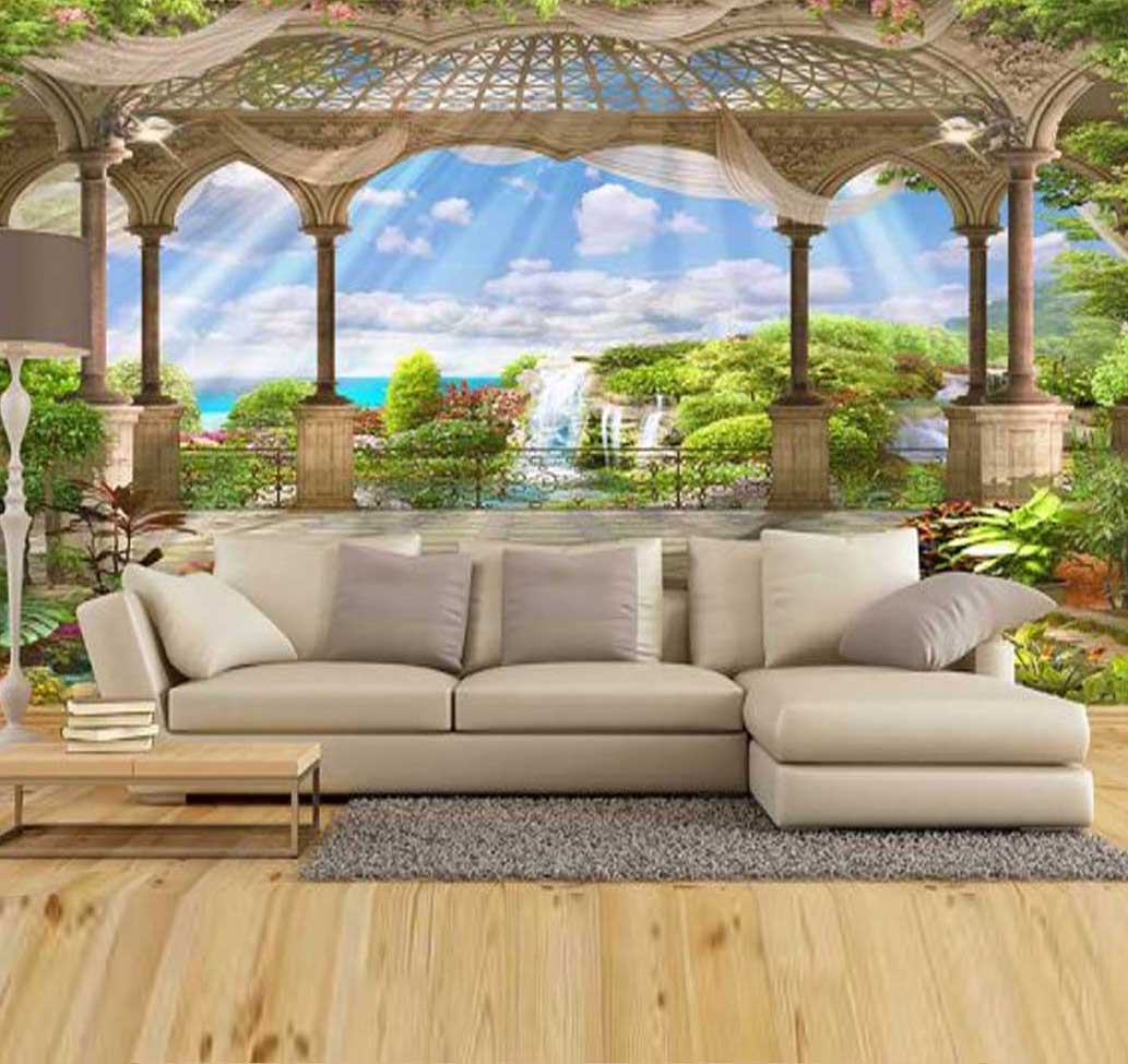 کاغذ دیواری منظره ویلای سلطنتی ساحلی کد n-7322