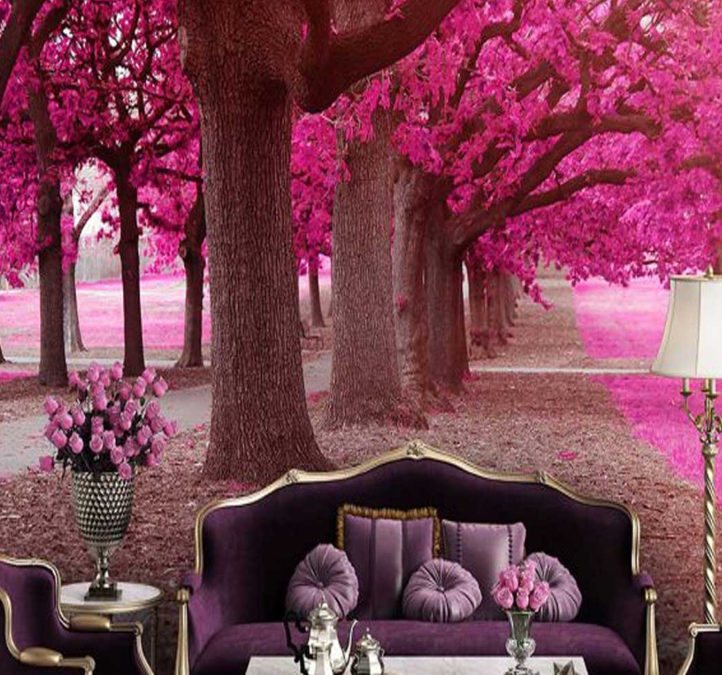 پوستر دیواری منظره درختان صورتی برگ کد n-6432