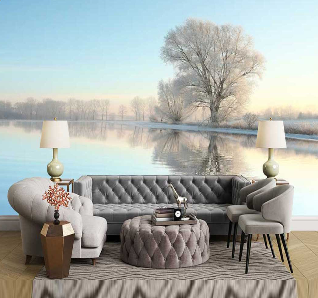 پوستر دیواری منظره دریاچه زمستانی کد n-6903