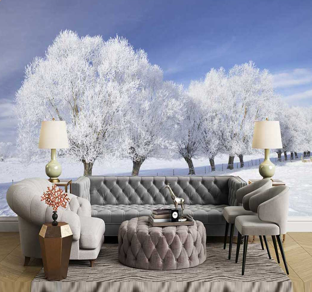 پوستر دیواری منظره زمستان طرح درختان پوشیده از برف کد n-6909
