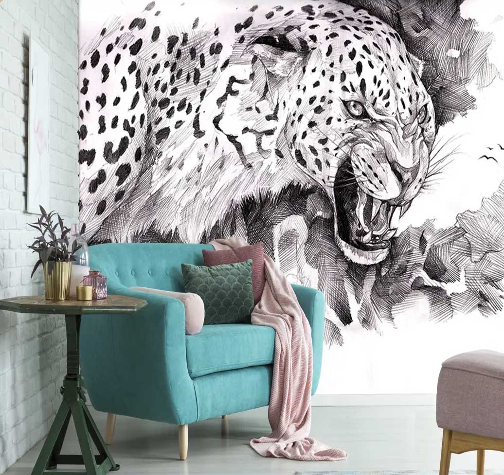 پوستر دیواری حیوانات طرح ببر وحشی کد-mt-82113