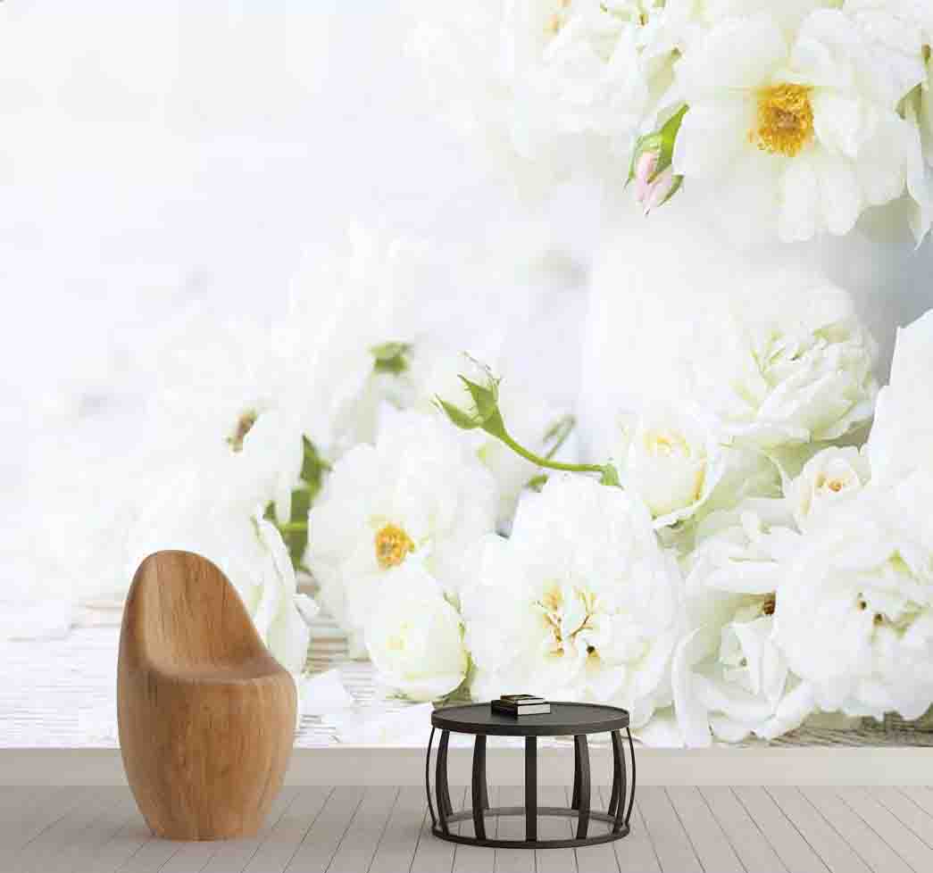 پوستر دیواری گل سفید بهاری کد F-8214