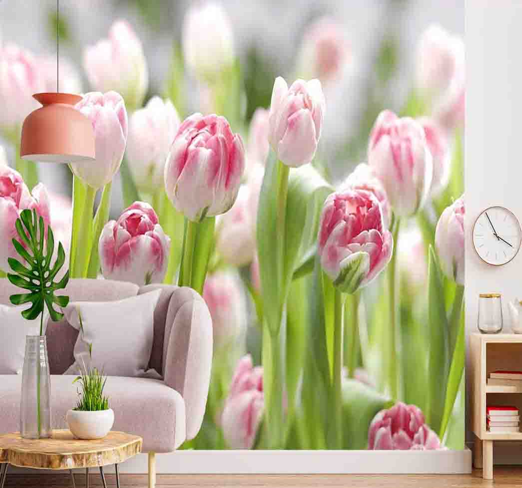 پوستر دیواری گلبرگ های سفید وصورتی کد F-8345