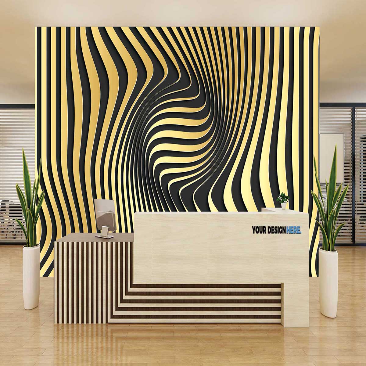 پوستر دیواری سه بعدی  راه راه حفره دار b9420
