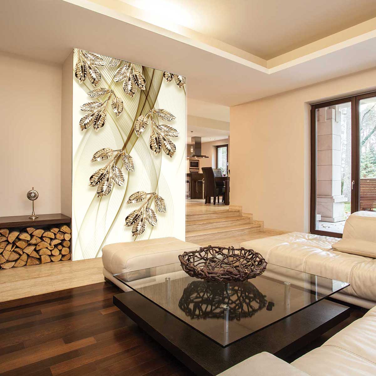 پوستر دیواری  گل سه بعدی طلایی t4070