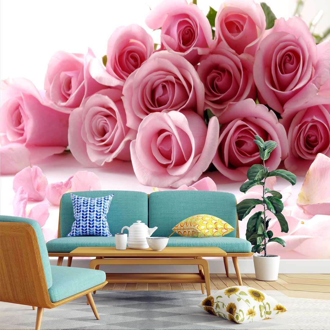 پوستر دیواری  گل سه بعدی صورتی t4214