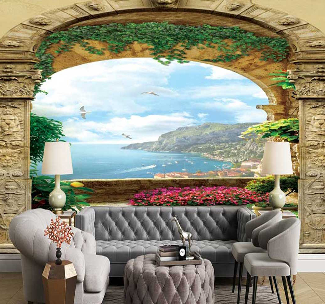 پوستر دیواری منظره ایوان قصر ساحلی کد n-6419