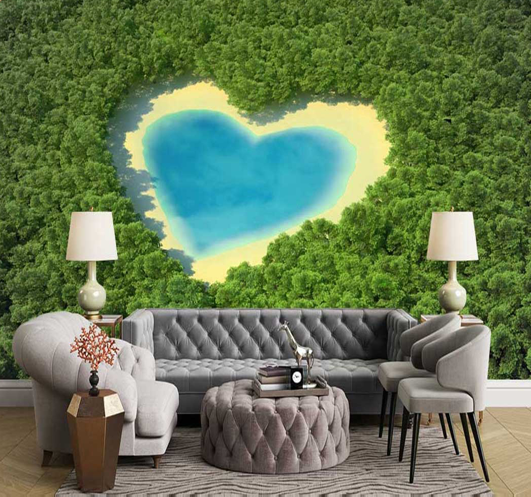 پوستر دیواری منظره تابستان دریاچه قلبی کد n-6324