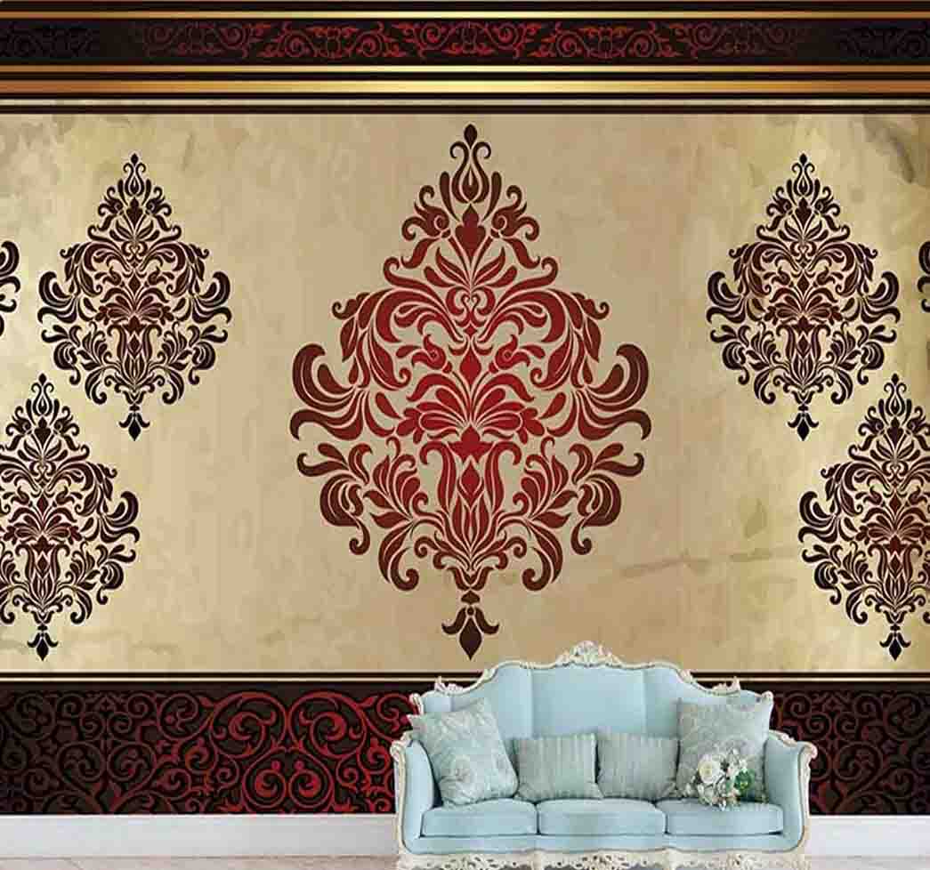 پوستر دیواری داماسک قرمز کد p-14215