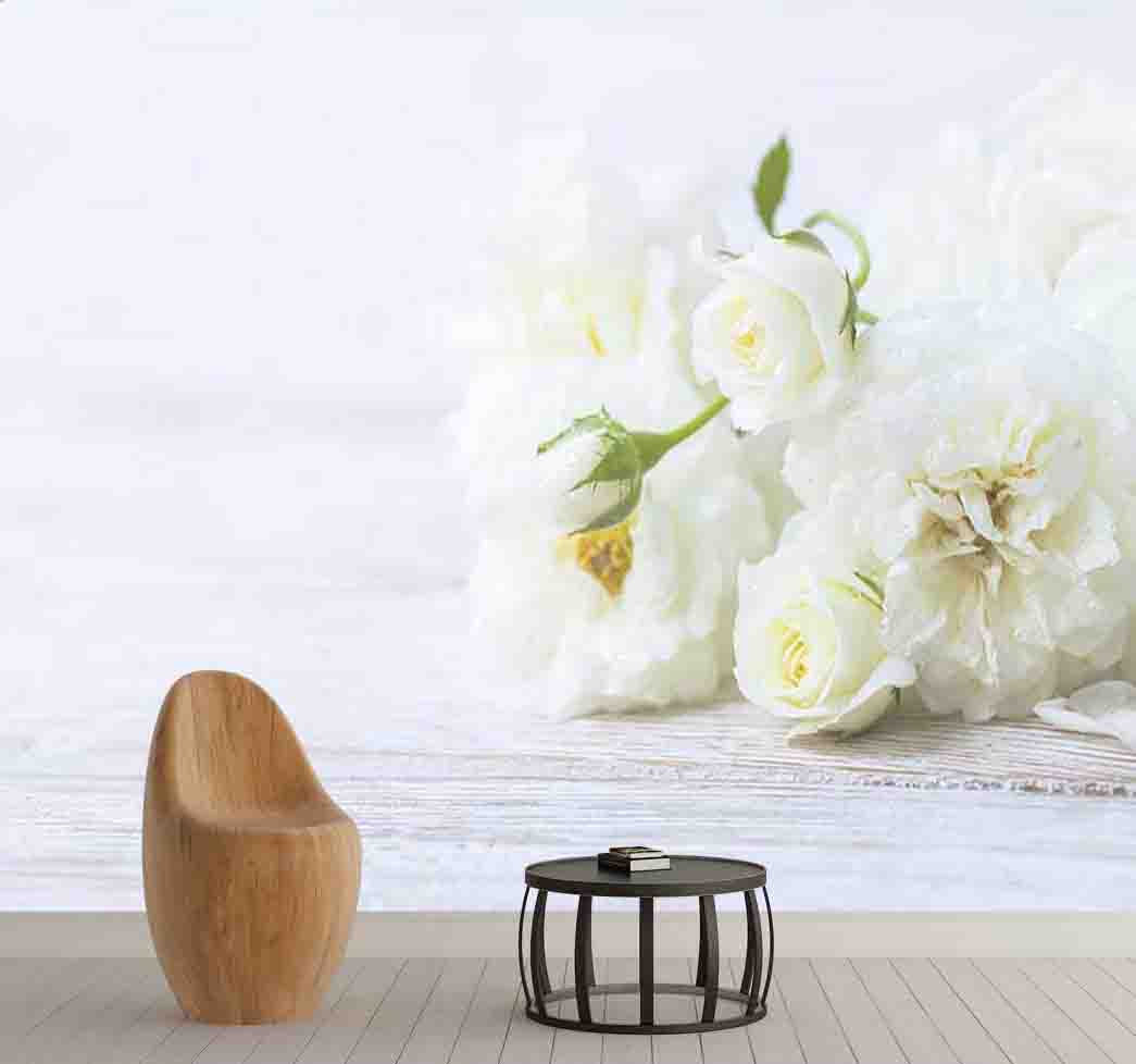 پوستر دیواری دسته گل سفید کد F-8262