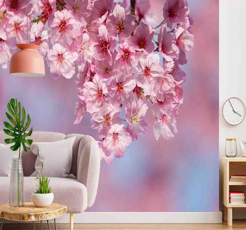 پوستر دیواری شکوفه های صورتی کد F-8213