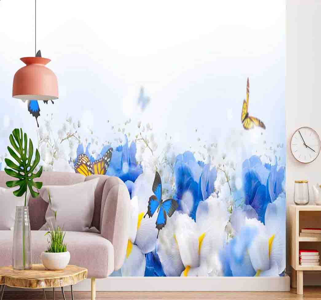 پوستر دیواری پروانه و گل کد F-8228