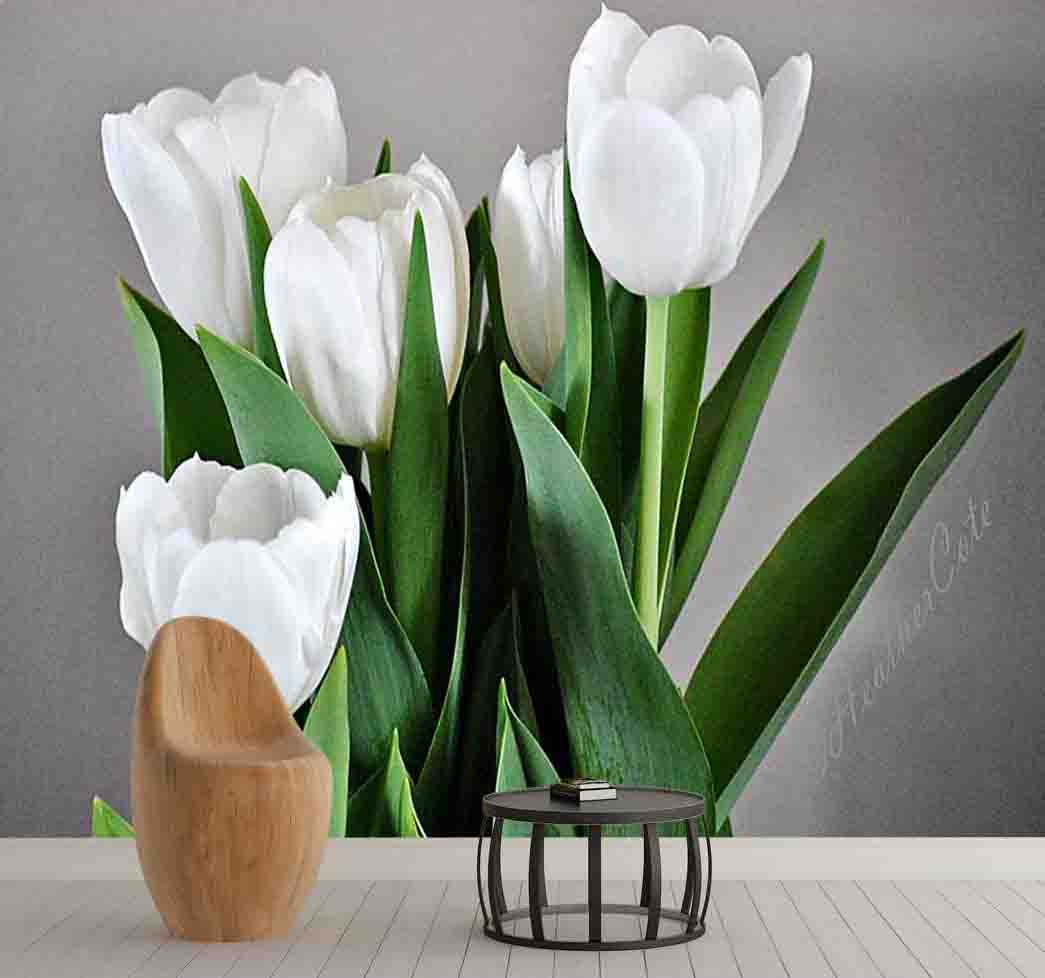 پوستر دیواری گل بهاری سفید کد F-8290