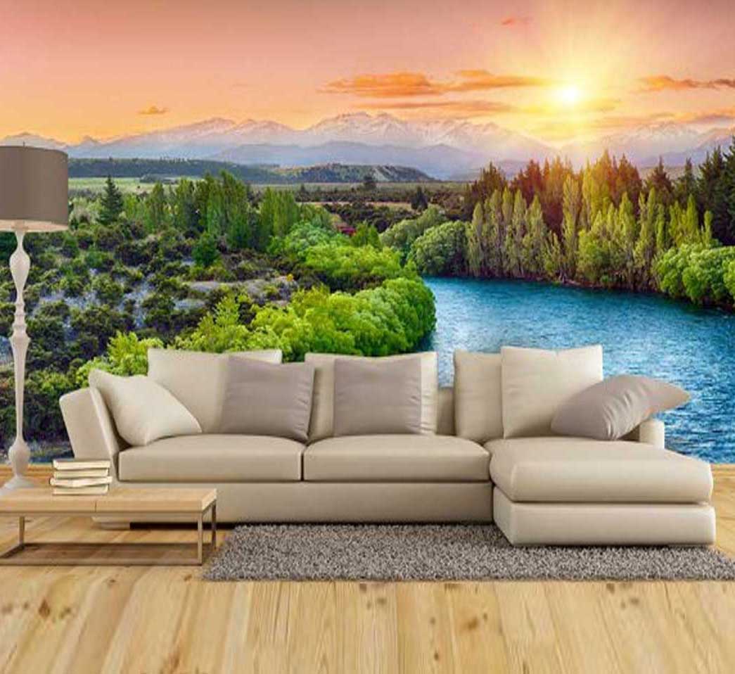 پوستر دیواری طلوع آفتاب در جنگل کد-n-7305