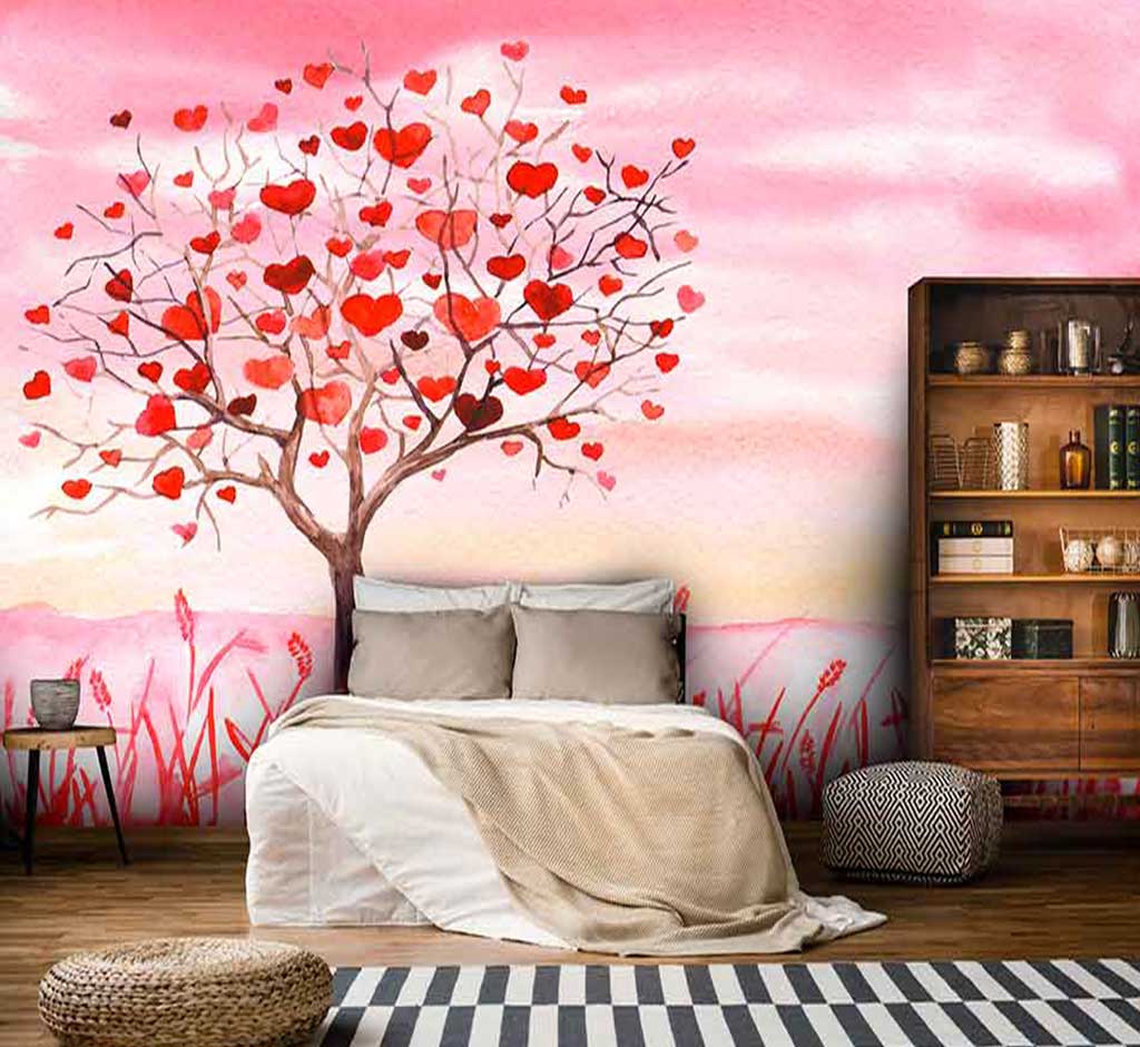 پوستر دیواری فانتزی درخت قلب کد n-5887